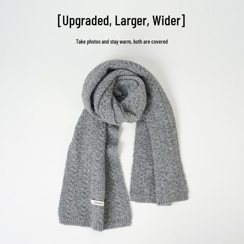 Green Wool Knit Scarf for Women - 2024 Korean-Style Neck Warmer