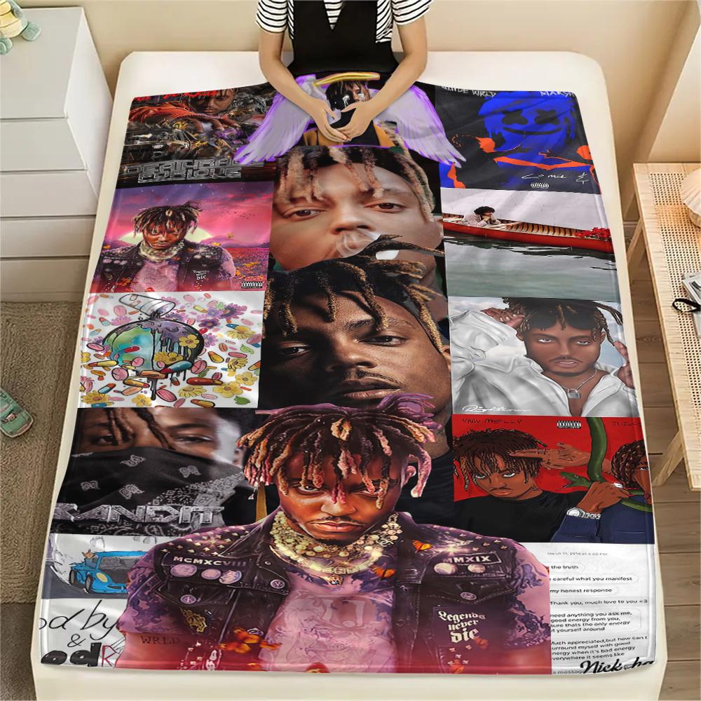1Pc Juice Wrld Print Flannel Blanket, High Quality Comfortable for All Seasons, Home Decor, Warmth and Comfort, Perfect for Gifts