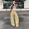 Spring Summer Vintage Saber Cut Relaxed Drape Scythe Wide Leg Denim Pants For Women Casual Pants Oversize Denim Trousers