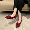 Women's Thin Heel Single Shoes Autumn New Pointed Head Shallow Mouth Suede Butterfly Knot Non-slip Low Top Shoes