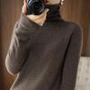 Damen Herbst Winter Hochgeschlossener Langarm Strickpullover mit Plüschkragen Unifarben Lockerer Schlanker Basis Layer