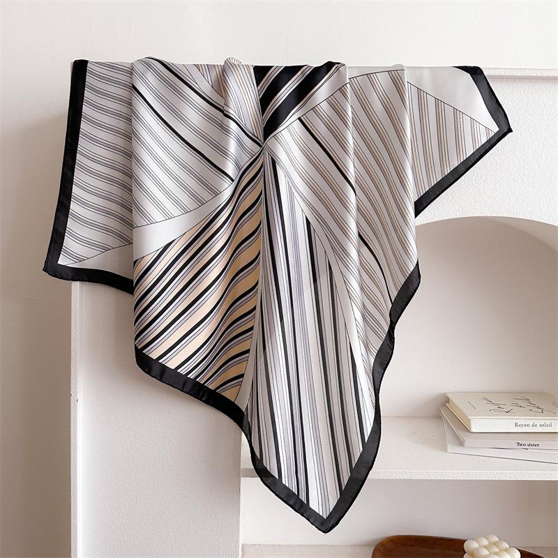 Grid color matching horse 71cm small square scarf imitation silk scarf headscarf printed neck protection scarf professional scarf scarf scarf