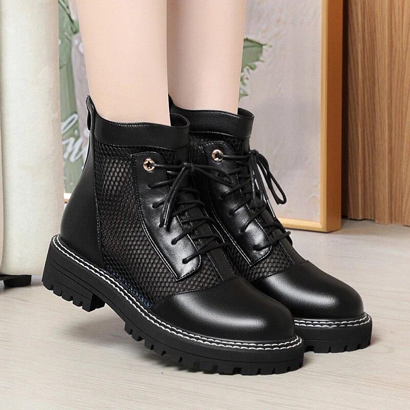 Women's Summer Boots Lace-up Women's Shoes British Style Plus Size Women's Cool Boots
