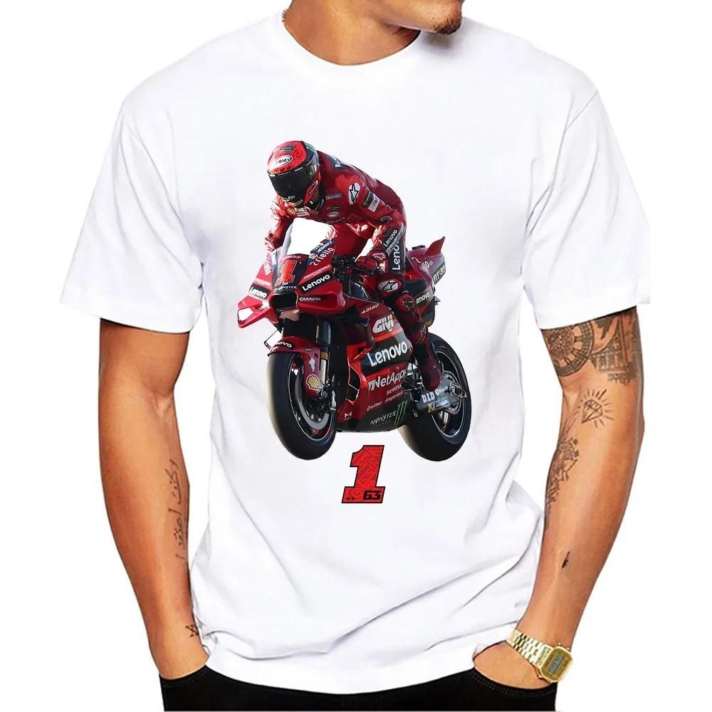 Francesco Bagnaia Pecco 1 GP Riding T-Shirt Hip Hop Boy Rider Casual T Shirt Pecco 63 Man Motorcycle Sport Racing White Tees