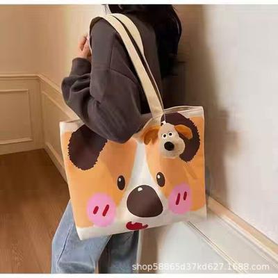 Canvas Bag Women's Shoulder Niche Korean Simple Retro Tote Bag Large Capacity Literary Lazy Style Student Tote Bag