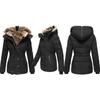 Dámská móda Kožešinový límec s dlouhým rukávem Silný teplý kabát s kapucí Cardigan Velké velikosti Dámské Streetwear Zip Vycpaná bunda Venkovní zimní kabát Outwear