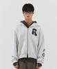 Parakeet Cutoff Applique Zip-Up Hoodie (Melange Gray)