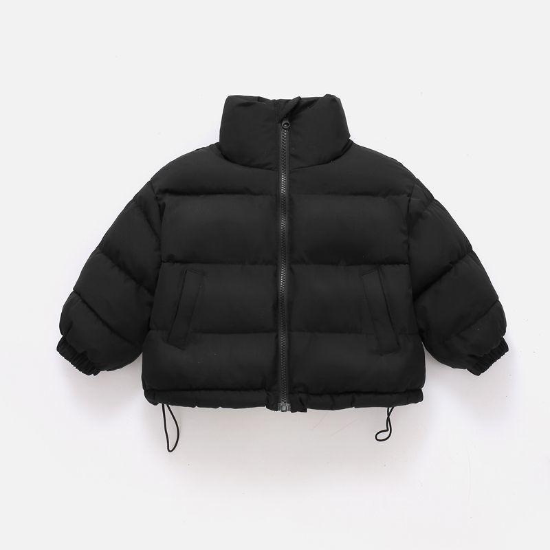

Дитяче зимове пухове пальто в корейському стилі - Модне однотонне нашивне, вільного крою для хлопчиків та дівчаток 140 чорний