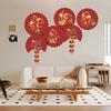 6PCS Chinese Year of The Snake Style C Decorative Paper Fans Round Hanging Paper Fans Chinese New Year Wall Art for