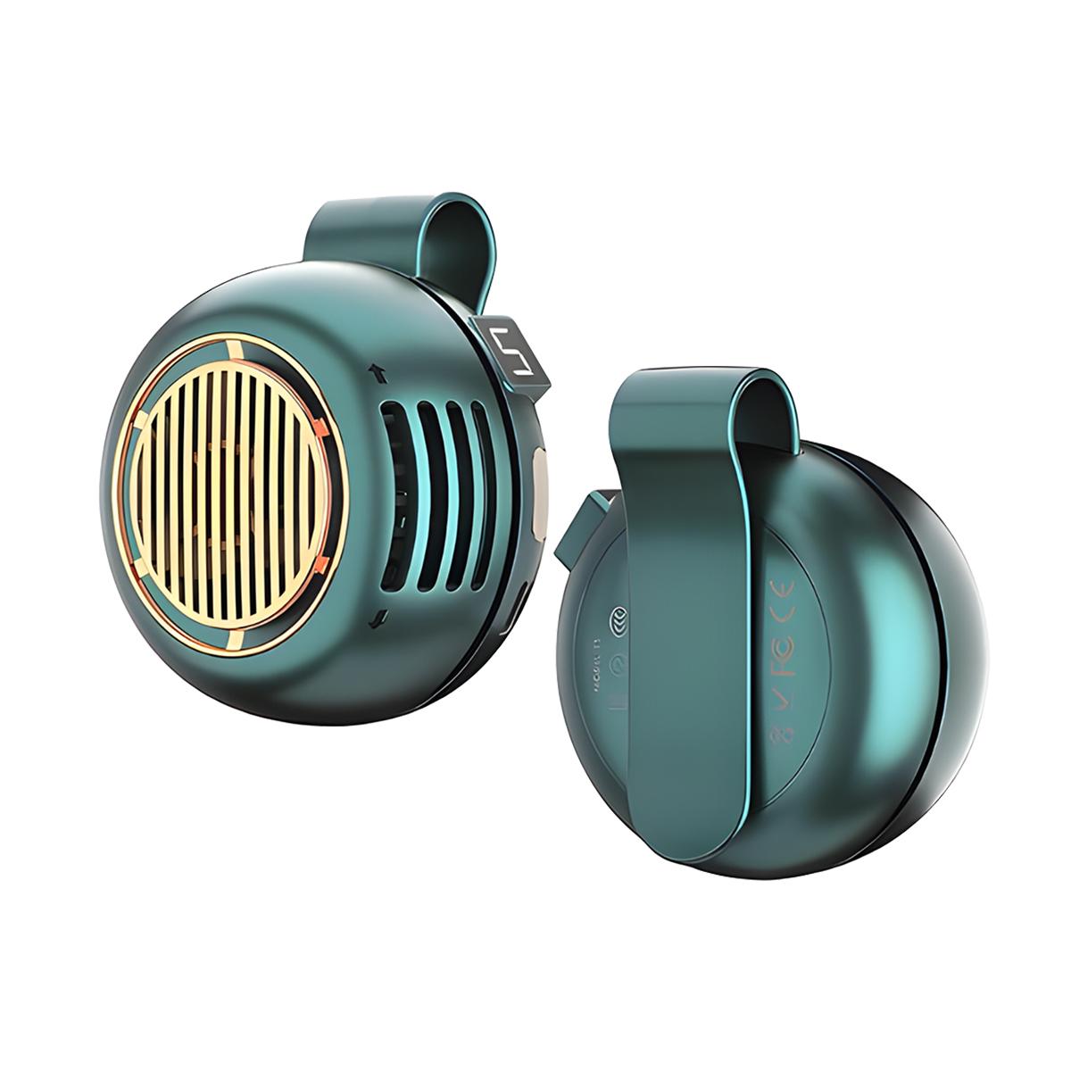 Leaf Free Silent Mini Clip on Fan -360 ° Rotating Portable Collar Waist Neck Fan, USB Rechargeable Hands-free Fan зелёный