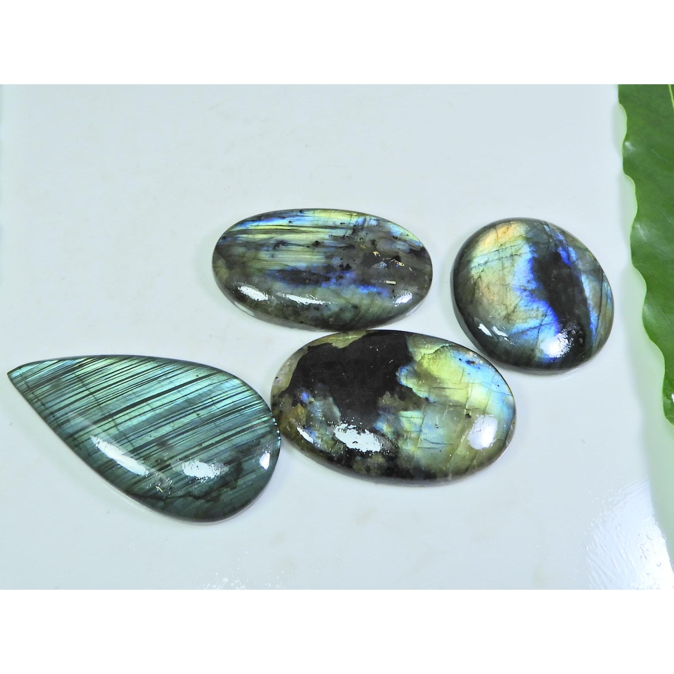 

33X33-28X55MM Natural Multi Labradorite Mix Cabochon Loose Gemstone 4Pcs Lot LL-968