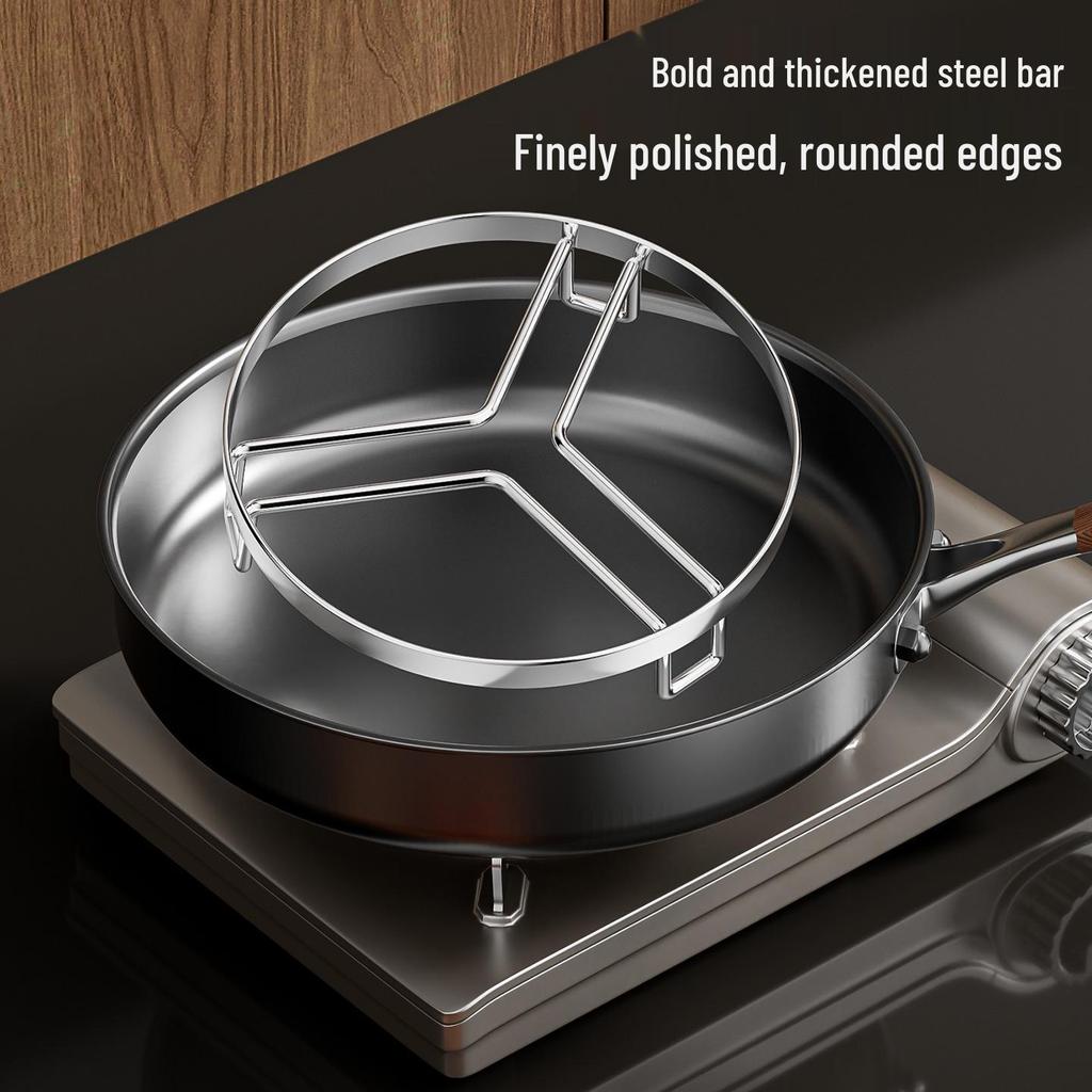 Round Stainless Steel Kitchen Wok Steamer Basket, Pot Stand & Heat Insulation Holder