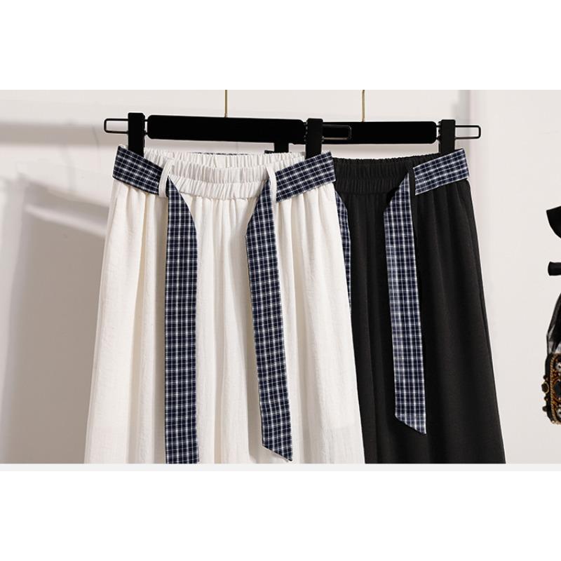 DIMANAF 2026 Plus Size Summer Women Pants Cotton Thin Elastic Waist Oversize Fashion Lady Casual Long Pants Solid Black