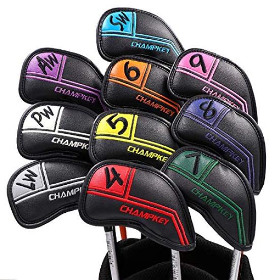 Golf Iron Cover, Leather, Embroidered, Waterproof, Selectable, No. 3 To 9, AW PW SW LW, 10 Pieces, 12 Pieces, Set, Numbered, Stylish, Popular