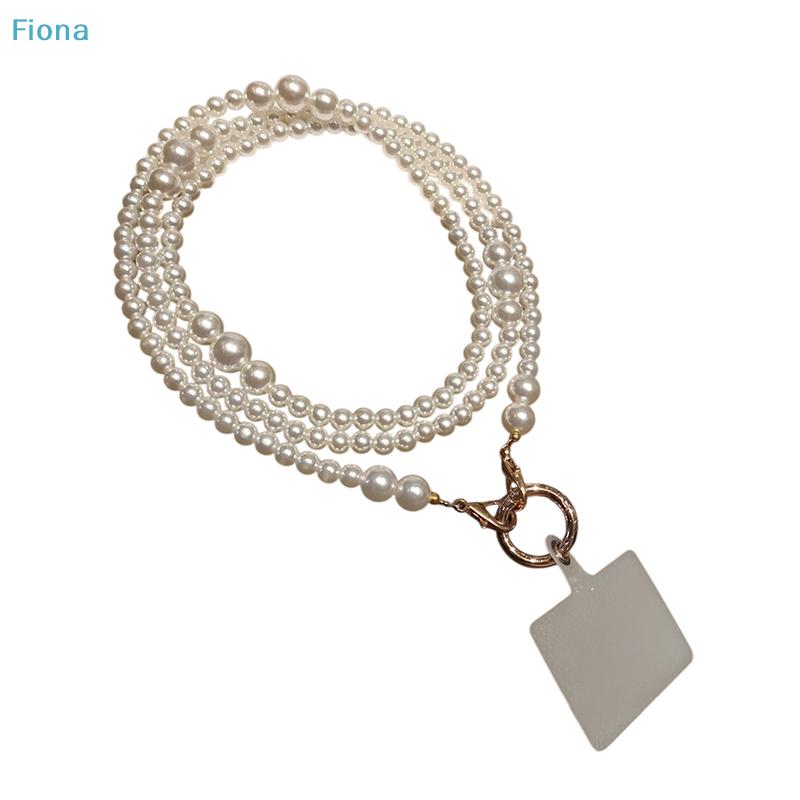 Multi-Size Pearl Phone Chain,Double-Layer Pearl Beaded Strap,Detachable Phone Lanyard with Gold-Tone Clasp