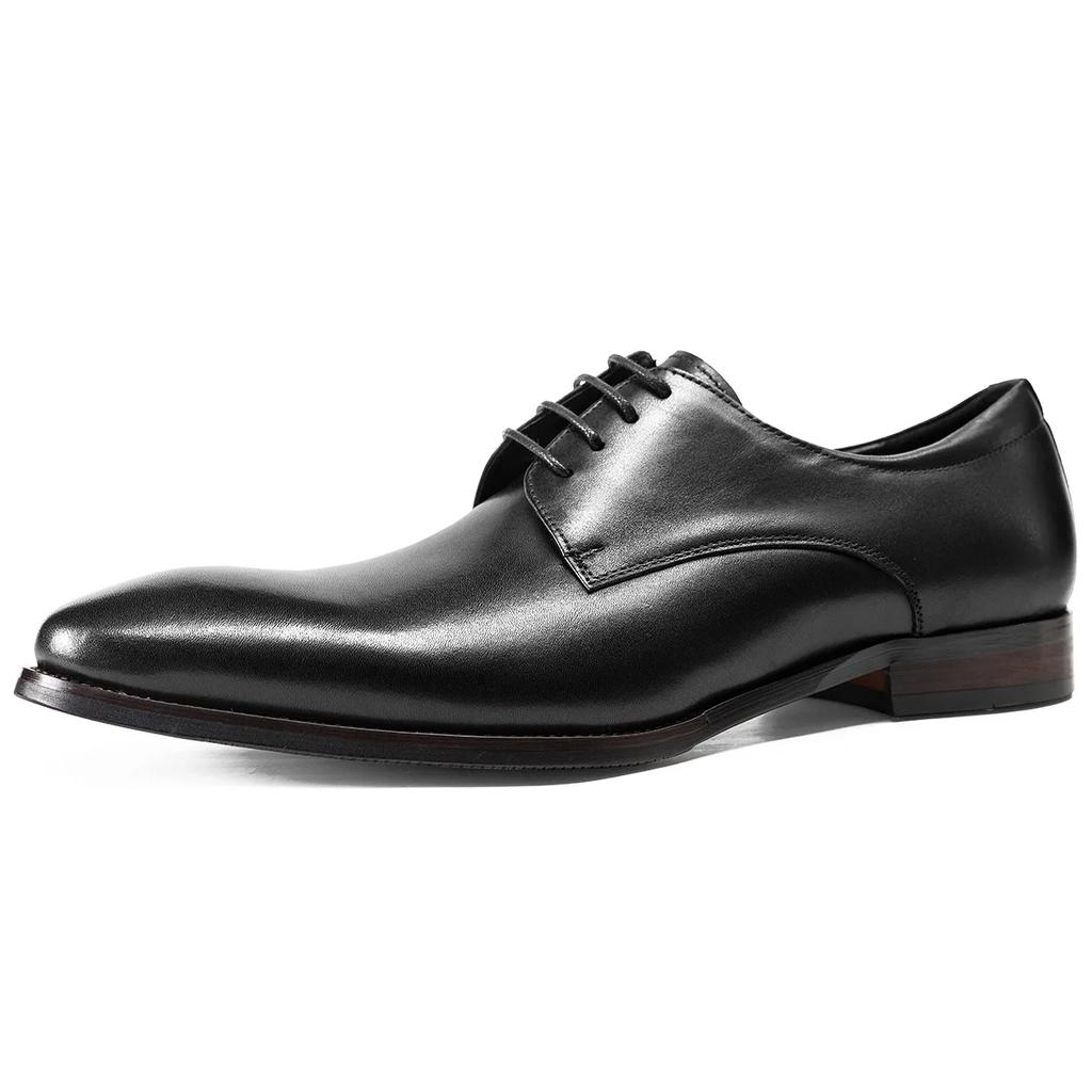 fashion Fashion Pointed Handmade Shoes New Business Casual Leather Derby Shoes for Men's British Lace up Cowhide Formal Wedding Shoes