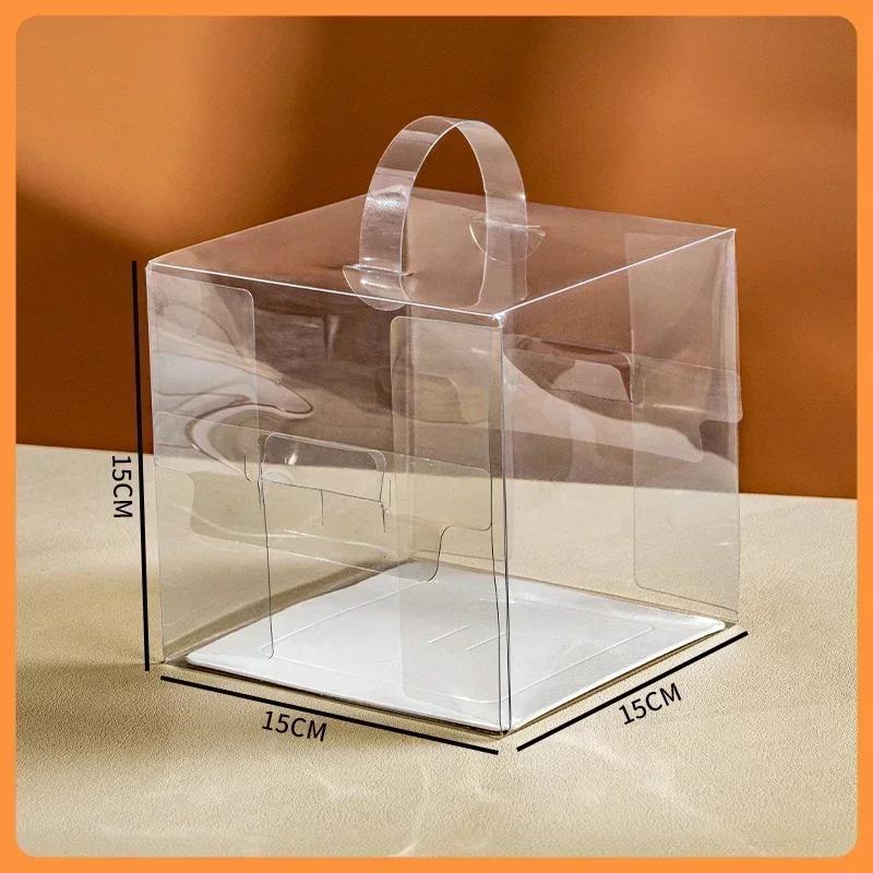 10piece Transparent Handheld Cake Box 2-inch 3-inch Square Pastry And Puff Packaging Boxs Dessert Baking Pastry Mini Portable Bo