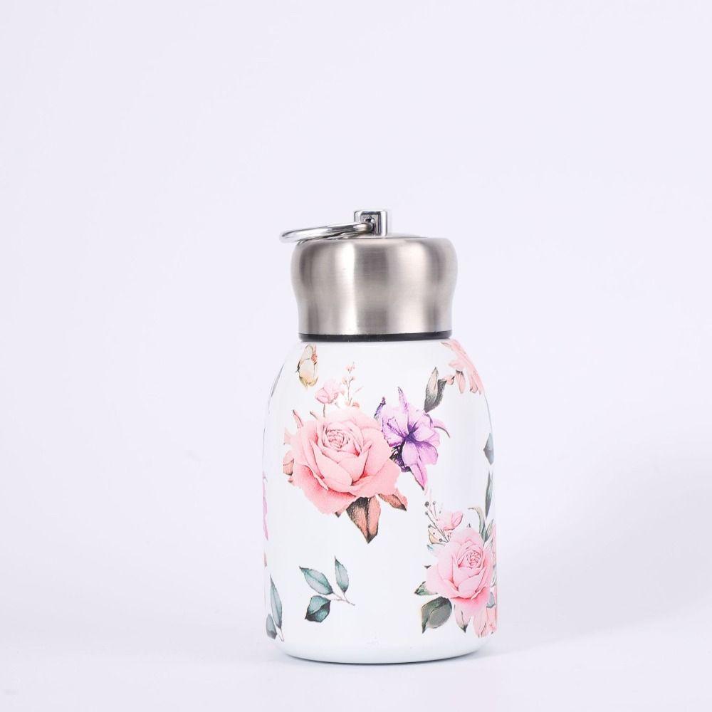 Round Stainless Steel Water Bottle Portable Durable Slim Insulated Thermal Water Bottle Leak Proof Solid Color белый