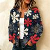 Women's Casual Christmas Print Long Sleeve Button-Up Knit Cardigan Sweater Coat for Holiday Wear