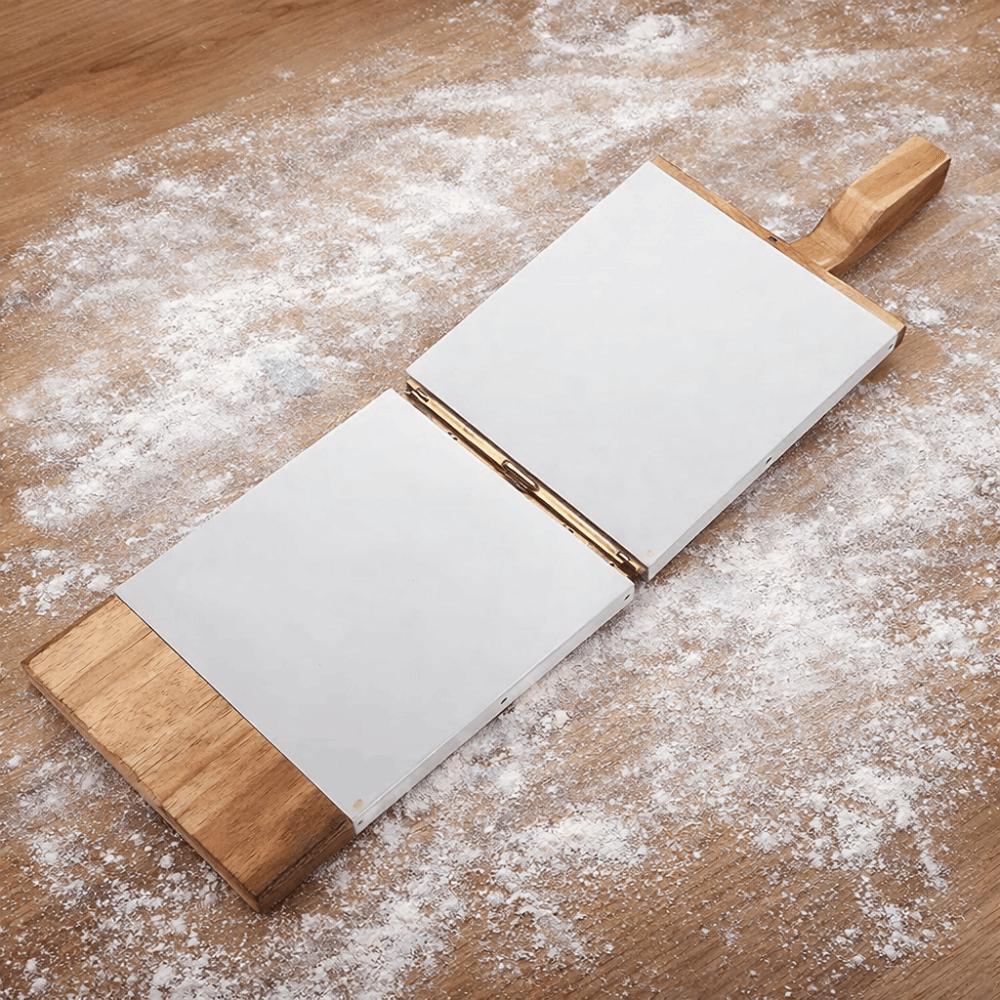 Manual Wooden Square Tortilla Presser Stainless Steel Gasket Non-stick Dumpling Skin Presser Mold-resistant Labor-Saving