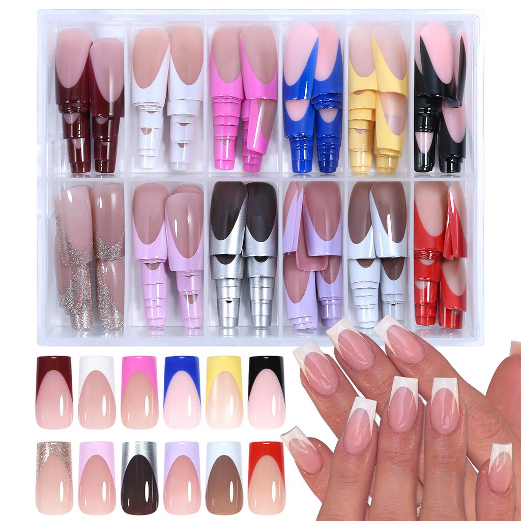 Maniküre 12 Farben zum Tragen Nägel 288 Stück Hand- und Fußnagelkunst Patch Falschnagel-Set Tragenägel