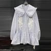 2026 Spring Women's Striped Sailor Collar Shirt Dress with Lace