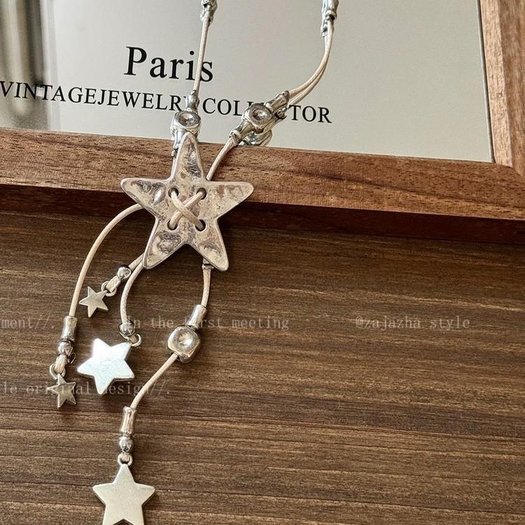 Female Niche Versatile Retro Star Tassel Necklace