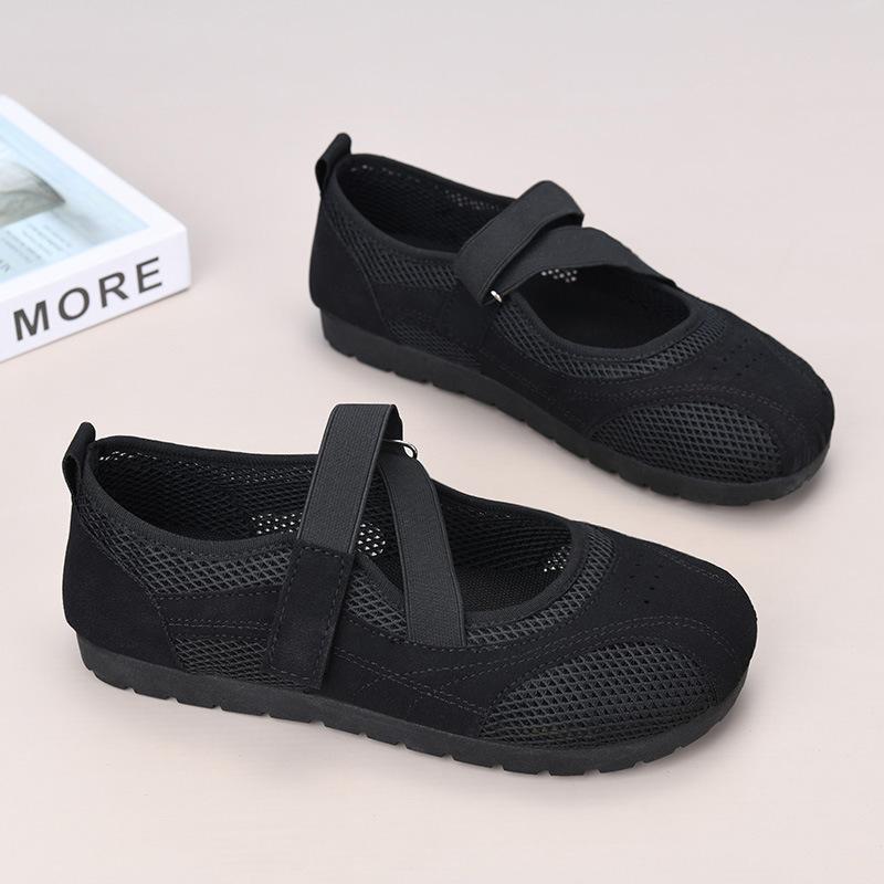 New sports Mary Jane women's shoes breathable hollow mesh mother shoes thin sole ballet versatile casual single shoes women