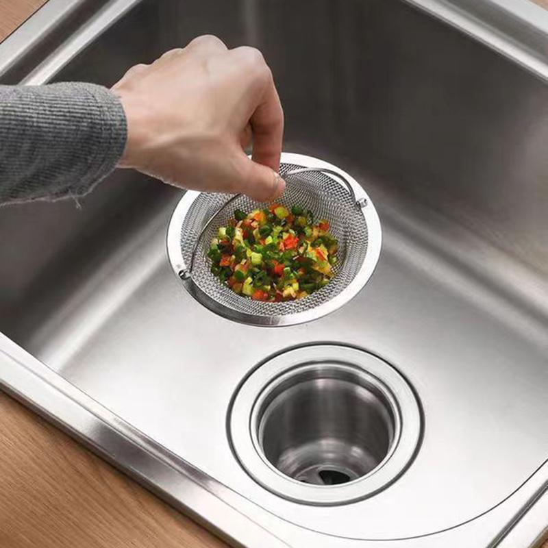 1Pcs Stainless Steel Kitchen Sink Filter Kitchen Garbage Food Residue Dishsink Filter With Handle Metal Sink Strainer