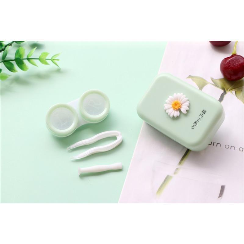 1pc Ins Letter Print Contact Lens Case Contact Lens Companion Box Beauty Eye Box Portable Contact Lens Box with Mirror Tweezers