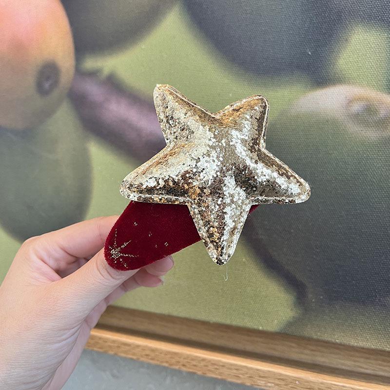 

2024 Детская Рождественская Бархатная Шляпа-Звезда Заколка для Волос - Милый Праздничный Аксессуар