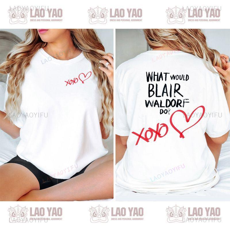 Gossip Girl Lipstick XOXO Logo T-shirt Unisex Stylish Casual Vintage Top Harajuku Summer Short Sleeve Crew Neck Shirt