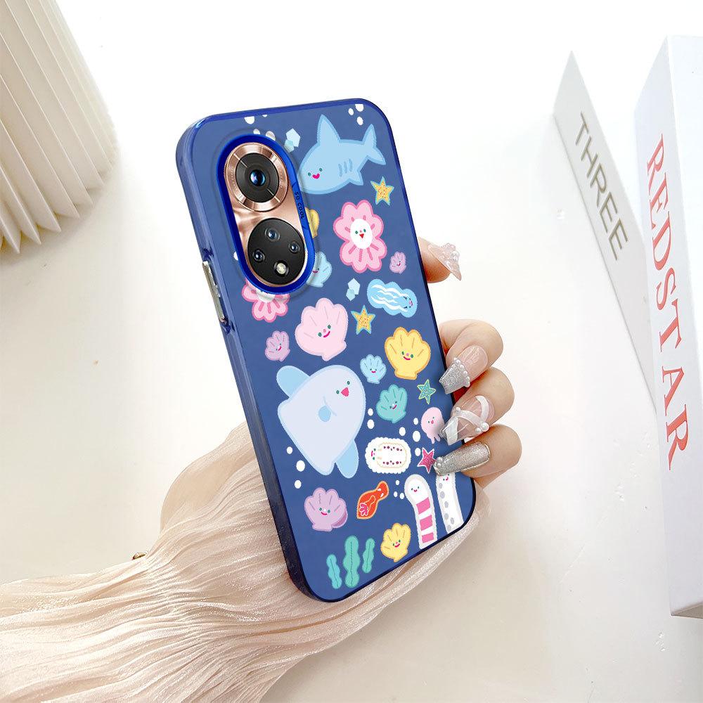 

Раскрашенный узор, разноцветный, серебристый, двусторонний твердый корпус, противоударный противоударный чехол для телефона для Huawei Honor Infinix Tecno iPhone Tecno Spark Go 2022 синий