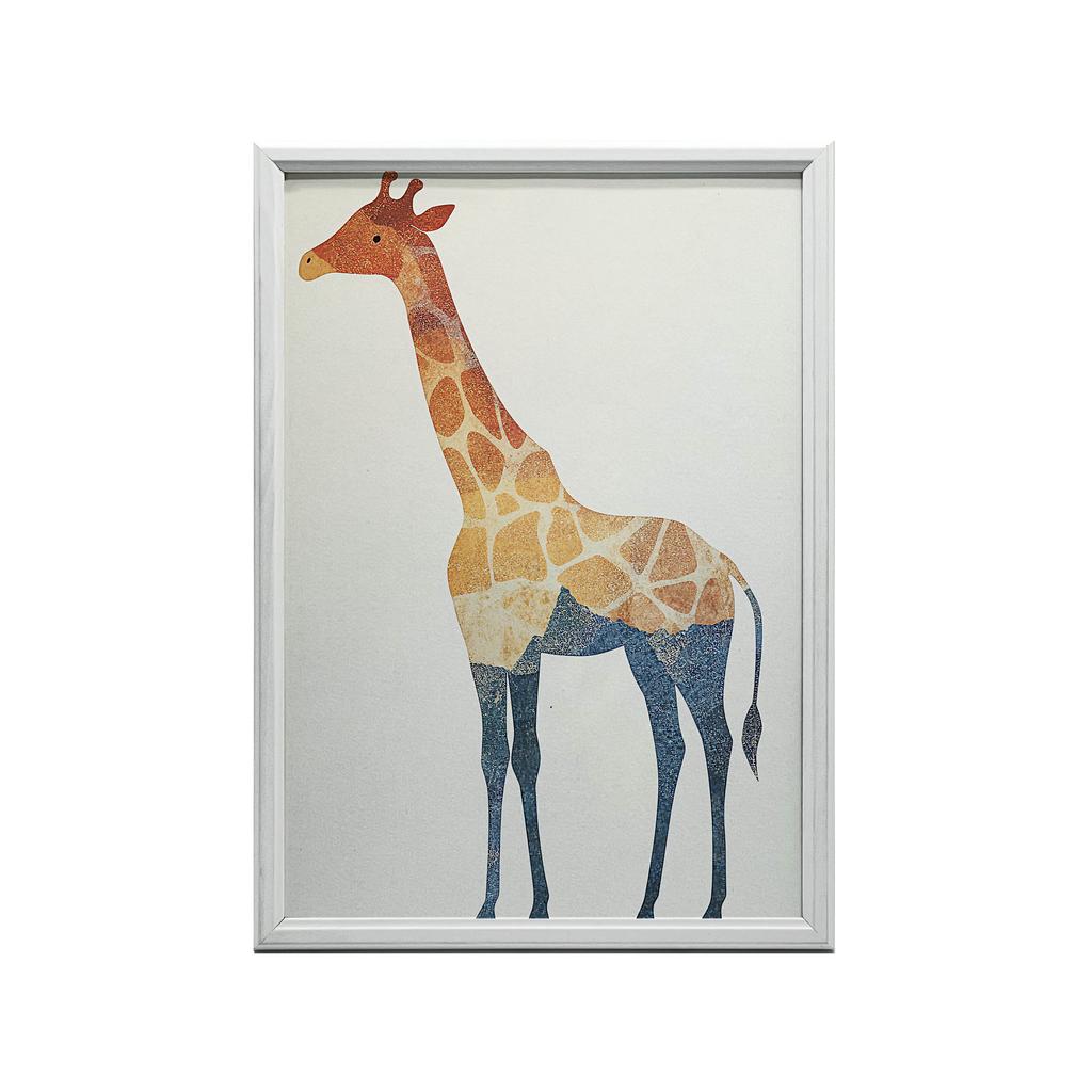 Plakat Mozaikowa Żyrafa Plakat Mozaikowa Żyrafa, 30X40 Cm, Rama Drewniana Jasny Dąb, Papier Matowy 230 Gsm