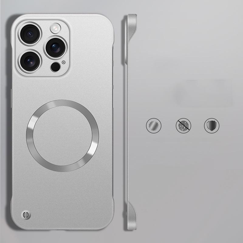 Slim PC Frameless Magnetic Phone Case For iPhone 16 Pro Max 15 Pro 14 Plus 13 12 for MagSafe Matte Shockproof Solid Color Bumper Cover