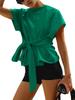 Women's Summer Casual Loose Crew Neck Tie-Tied Bow Sweatshirt