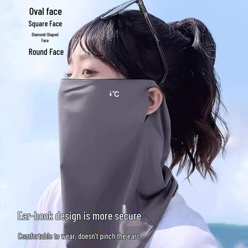 UPF50+ Ice Silk Neck & Face Protector: Sun & UV Protection Mask with Breathable Eye Shield