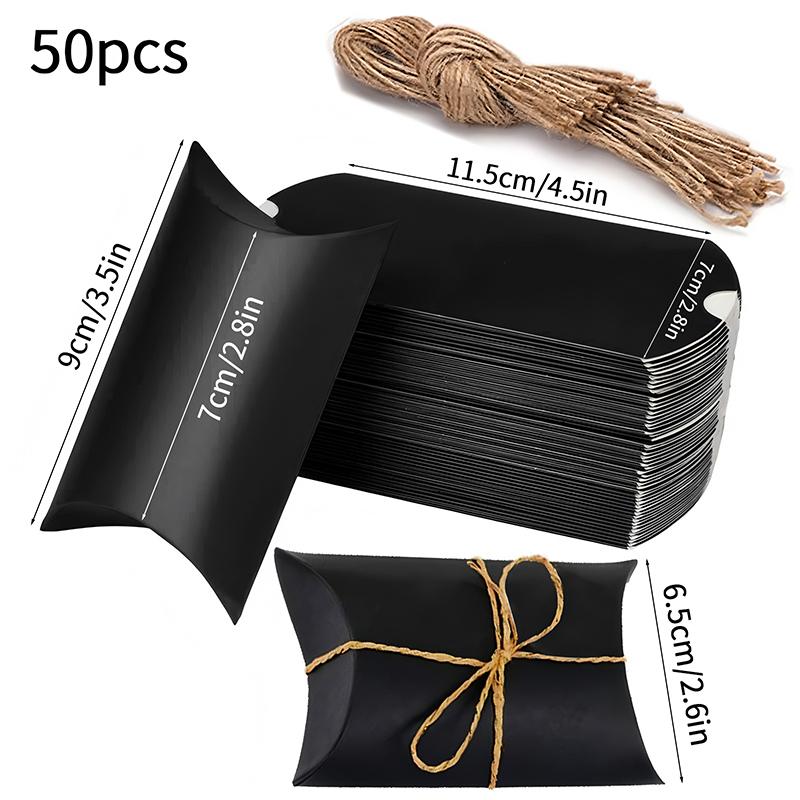 

50Pcs Kraft Paper Candy Box Cardboard Packaing Boxes Present Boxes White Black Packaging Box Wedding Birthday Party Present Case 50pcs
