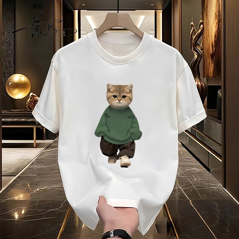 Cotton American Short-sleeved T-shirt Men's and Women's Summer Loose Round Neck Design Sense Niche Versatile Top