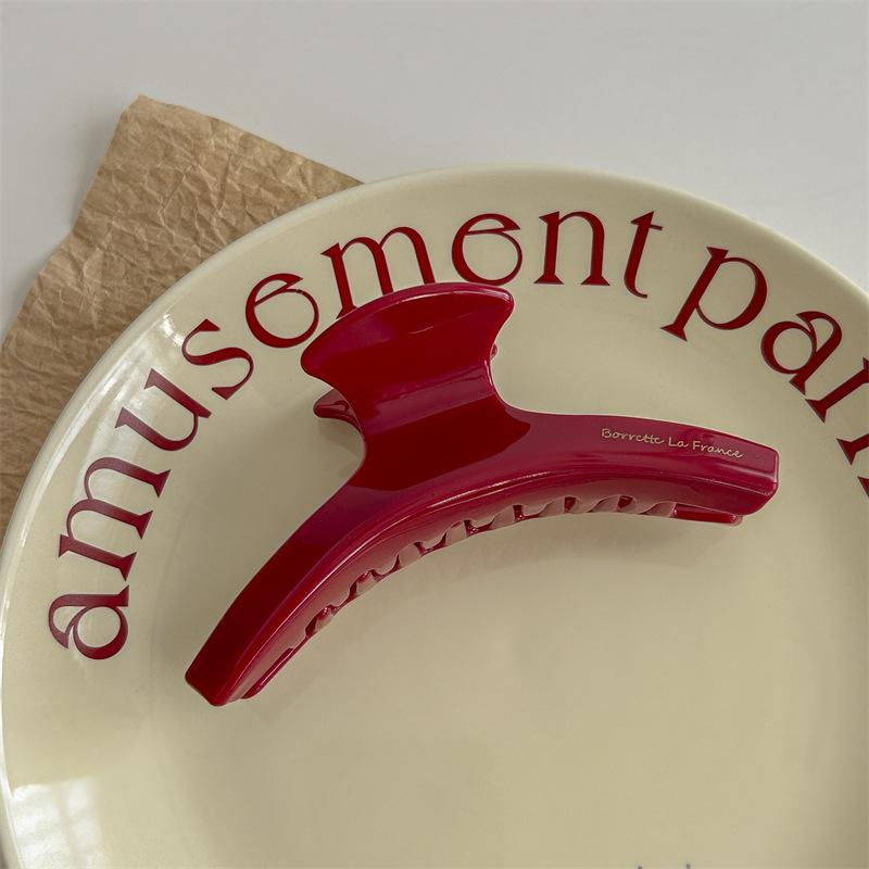 

Korean Women Large Red Bright Color Acetate Hair Claws Barrettes Hairpins Ponytail Hair Clips Girls Hair Accessories Shark Clip