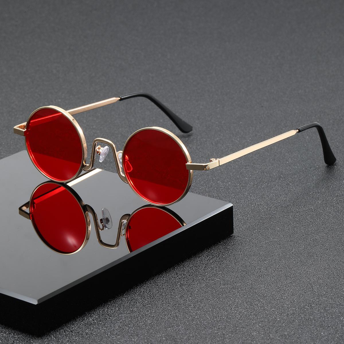 Attractive Glasses Men's Green 2026 New Trending Vintage Rap Sunglasses Wo Steam Punk Style Hip-Hop Small Round Metal Frame Eyewear Retro Gafas De Sol