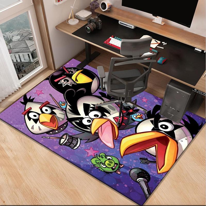 Red Birds Characters Collage Office Rug Chair Mat, Game Carpet, Suitable for Front Door, Bedroom, Living Room, Desk, Holiday Gift