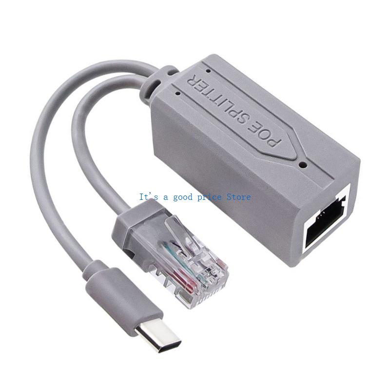 

Type C PoE Splitter with RJ45 Port Type C Port 48V To 5V2.4A Power 10/100Mbps For NonPoE Devices IEEE802.3af Compliant сірий колір