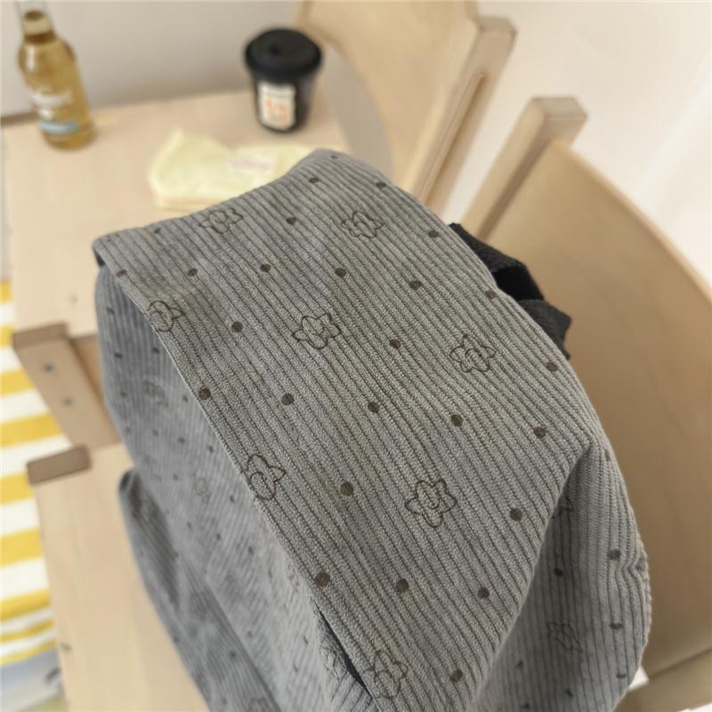 Women's Corduroy Student Schoolbag Printed Backpack