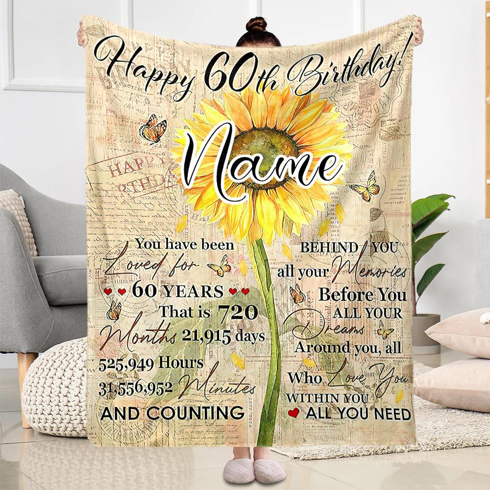 Birthday Style Customize Text Blanket Throw Personalized Blanket Soft Warm Cozy for Picnics Bedding Seaside Living Room Ideal for All Seasons