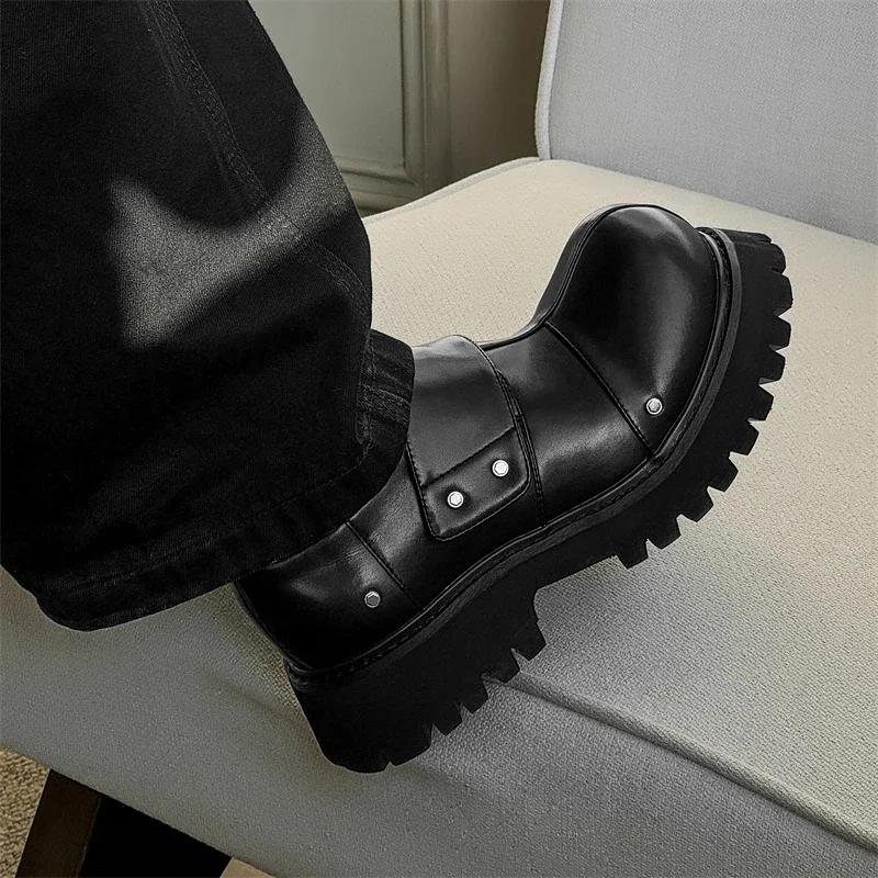 Men Genuine Leather Thick Bottom Shoes 2025 New Party Sports Office Shoes Casual Leather Outdoor Designer Walking Shoes