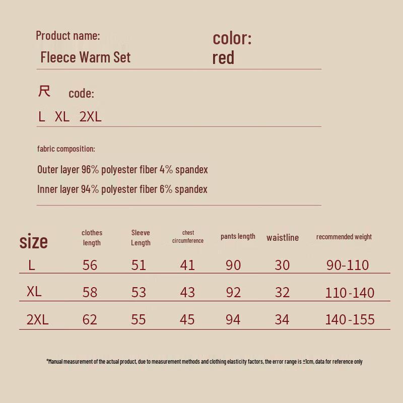 Yuzhaolin Damen Rot Plus Samt Dickes Thermounterwäsche-Set