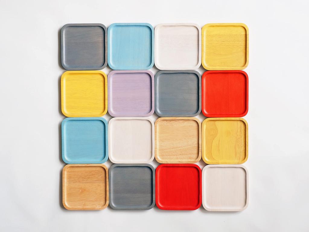 Acacia Wooden Square Plate, SS, 11x11cm, Small Plate, Coaster, Purple, AA-008PU