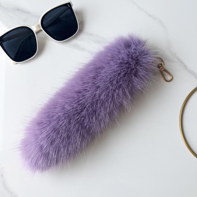 25cm Faux Fox Fur Tail Pendant Keychain for Bags & Accessories