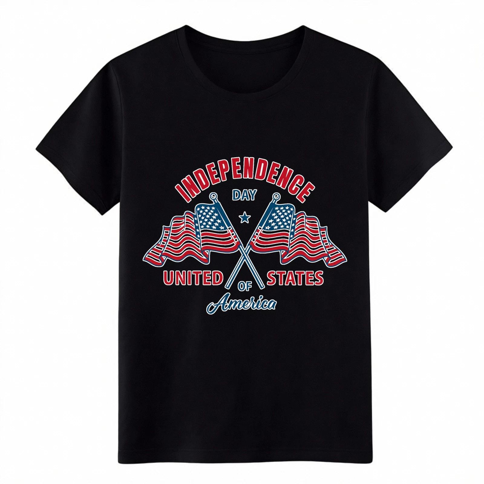

Independence Day Crossed USA Flags Graphic Patriotic Casual T-shirt for Men Women XL